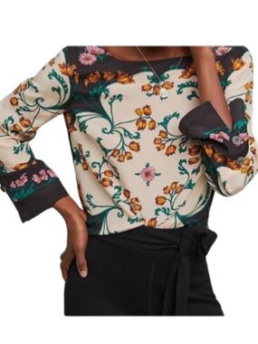 Maeve by Anthropologie Florence Silk Floral Blouse Size 8 Bohemian
